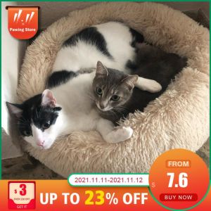 Round Cat bed Long Plush Soft Pet Bed House Cat Kennel Dog Cat Winter Warm Sleeping Bag Puppy Cushion Cat Supplies Washable